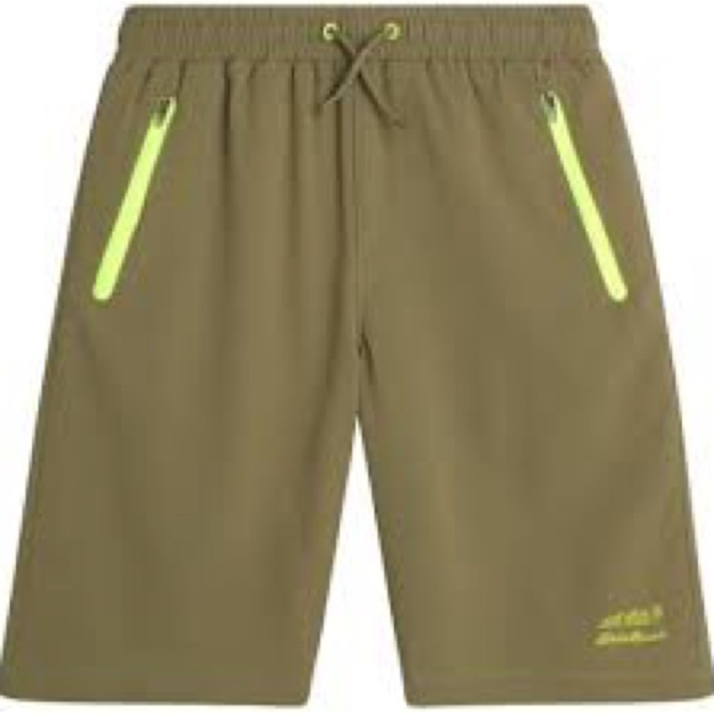 Eddie Bauer Youth Boy XL (18/20) Olive with Neon Yellow Details Swim Shorts